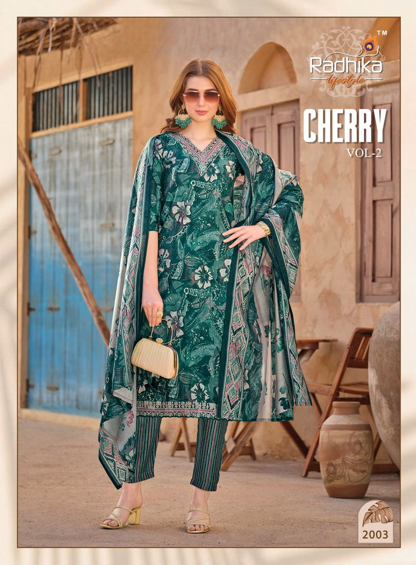 Cherry Vol 2 By Radhika Printed Embroidery Kurti With Bottom Dupatta Wholesale Market In Surat